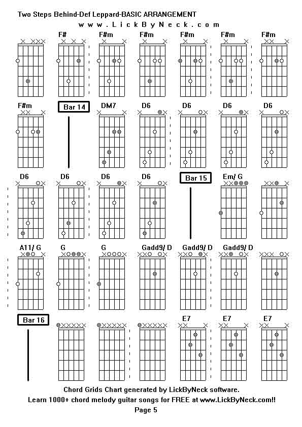 Chord Grids Chart of chord melody fingerstyle guitar song-Two Steps Behind-Def Leppard-BASIC ARRANGEMENT,generated by LickByNeck software.